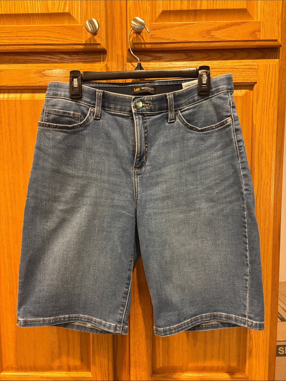 Lee Women's Blue Denim Bermuda  Jean Shorts-SIZE 10-